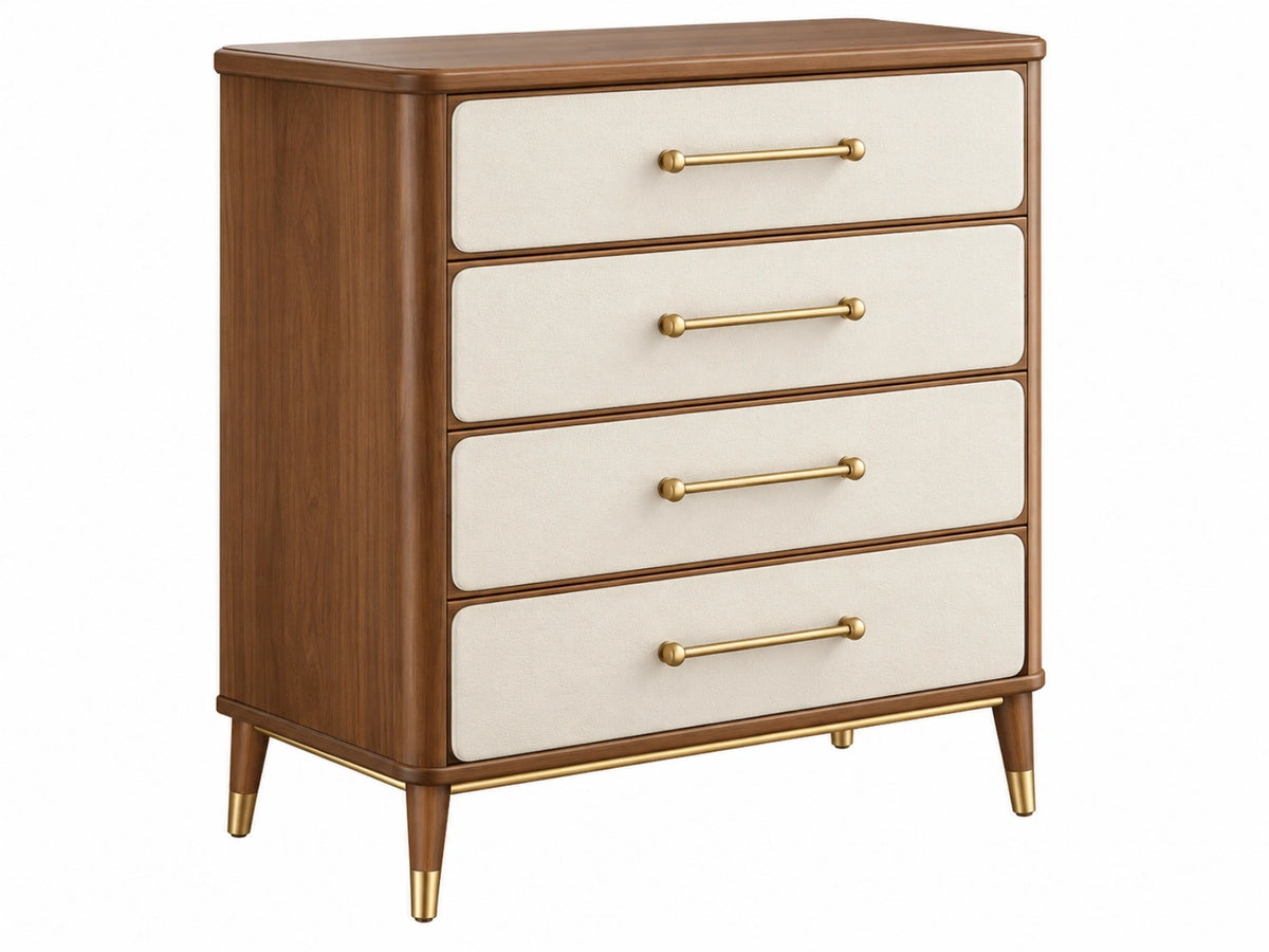 Ladekast 80 x 45 x 110 cm hout bruin beige met vier laden