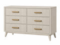 Ladekast 120 x 40 x 80 cm houtmateriaal crème met 6 laden geribbelde moderne opbergruimte