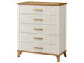 Ladekast 80 x 40 x 120 cm hout en MDF wit/naturel met 5 laden geribbelde opbergruimte