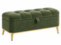 Opbergbank 120 x 45 x 48 cm groen fluweelachtige stof met gouden metalen poten