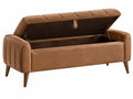 2-zits opbergsofa 160 cm bruin kunstleer - retro met opklapbare zitting