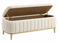 Opbergbank 120 x 45 x 48 cm crème bouclé stof met metalen poten - gestoffeerde zitbank met opbergruimte