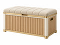 Opbergbank 120 x 45 x 48 cm beige hout en stof - gevoerde zitting