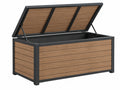 Tuinopbergkist 120 x 60 x 63 cm houtlook bruin zwart met metalen frame en gasveren