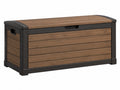 Kunststof buitenopbergkist 128 x 65 x 61 cm bruin zwart - houtlook zitbank
