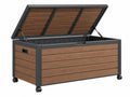 Opbergkist voor buiten 120 x 60 x 65 cm metaal bruin zwart met wielen en gasveren