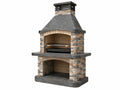 Buitenbarbecue 120 x 70 x 220 cm - steen en metaal - grijs/beige - met schoorsteen en grillrooster
