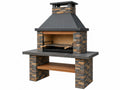 Buitenbarbecue 140 x 70 x 210 cm steen en metaal zwart/bruin - houtskoolgrill met schoorsteen
