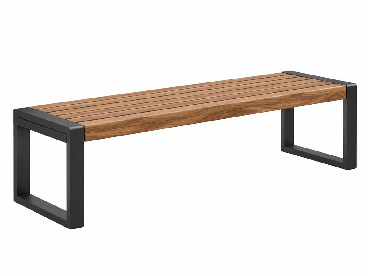 Tuinbank 180 x 40 x 45 cm hout bruin zwart metalen frame